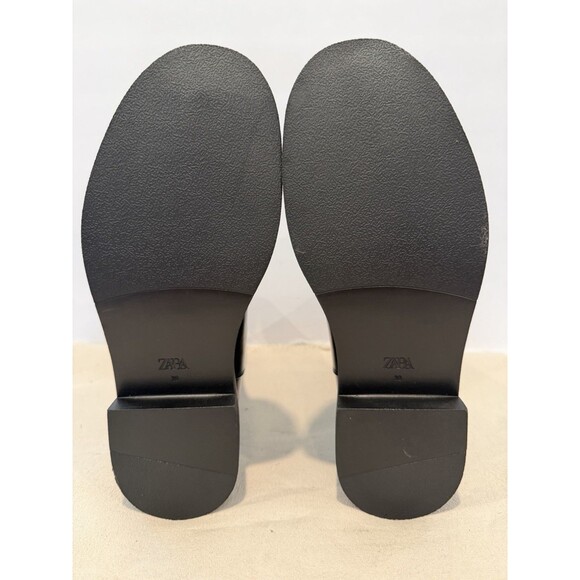 ZARA Women Chunky Sole Black Faux Leather Chelsea Ankle Boots US 8 EUR 39 - Picture 12 of 13